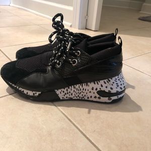 Steve Madden cliff sneakers in black and white